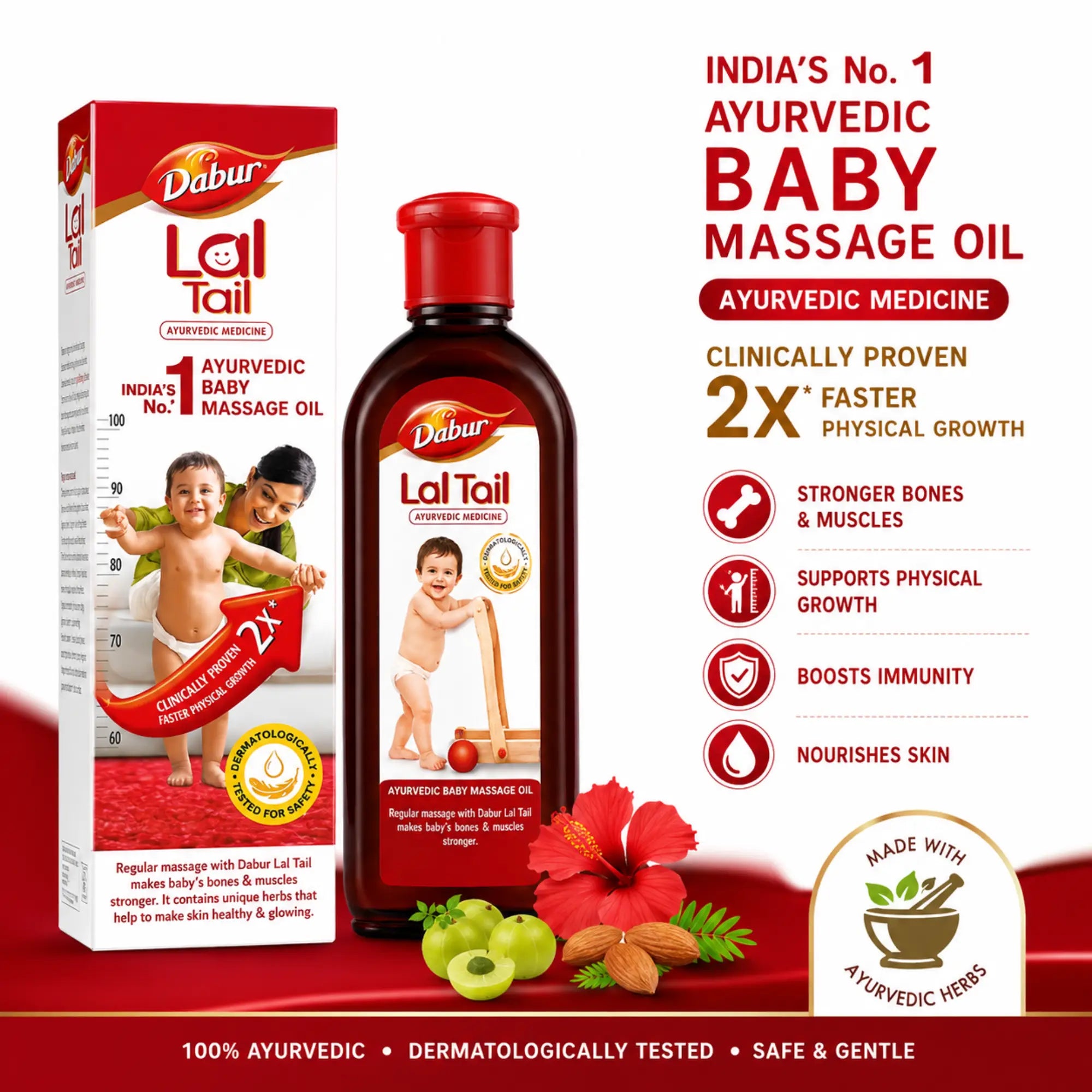 Dabur Lal Tail Ayurvedic Baby Massage Oil 200 ml - view 2