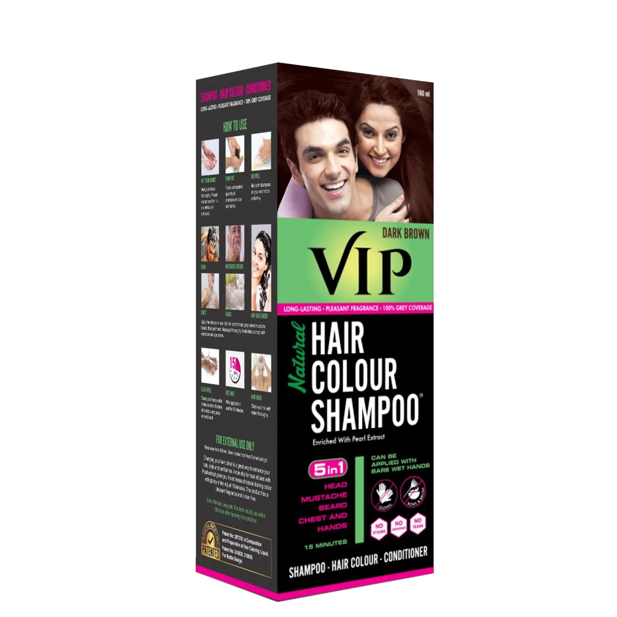 VIP 5 in 1 Hair Colour Shampoo Base Hair Color 180 ml - Black - view 2