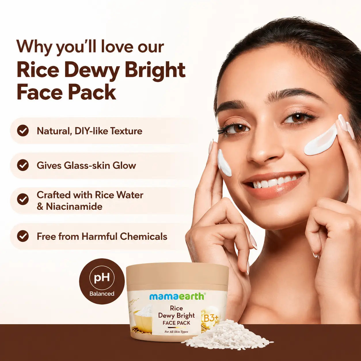 Mamaearth Rice Water Face Pack 200g - view 3