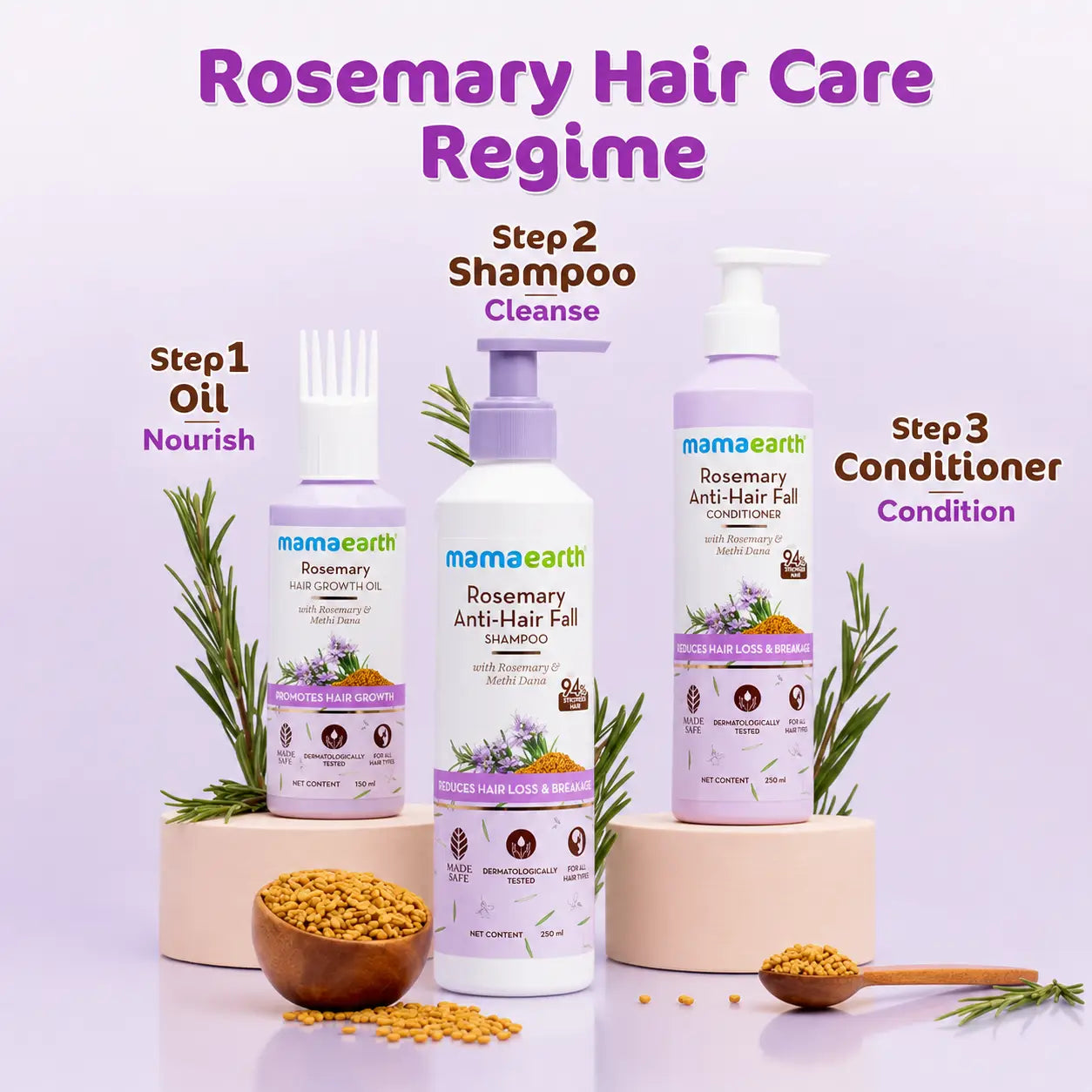 Mamaearth Rosemary Hair Care Kit - Rosemary Hair Fall Control 650ml - view 4
