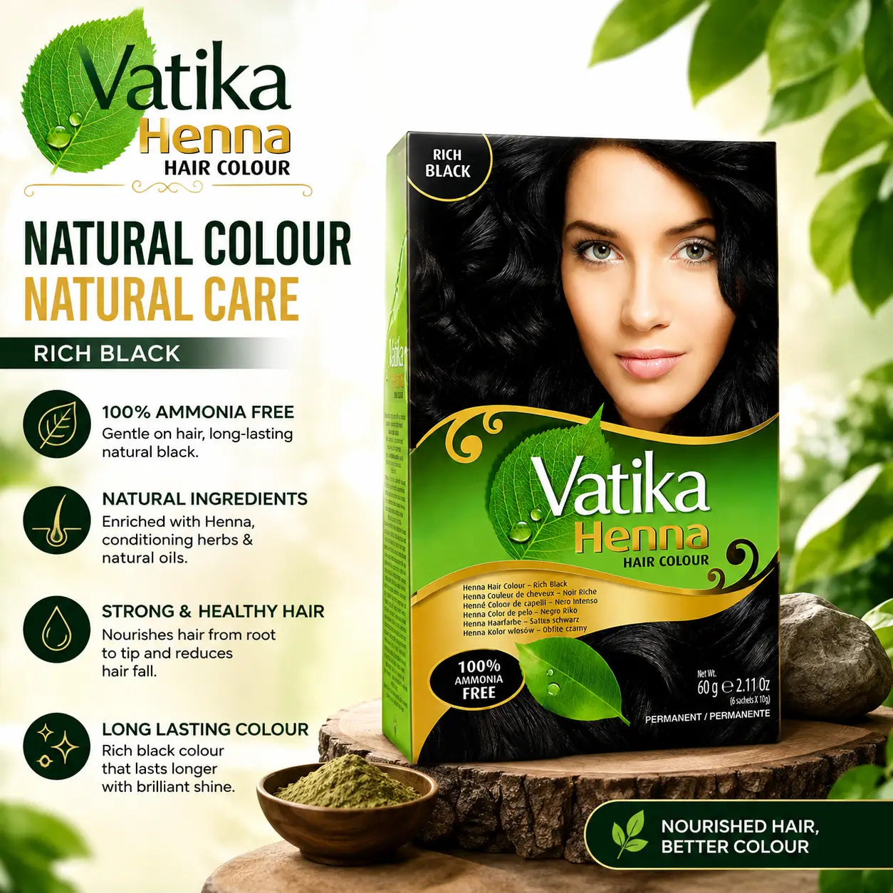 Dabur Vatika Henna Hair Color Natural Black 60g - view 3
